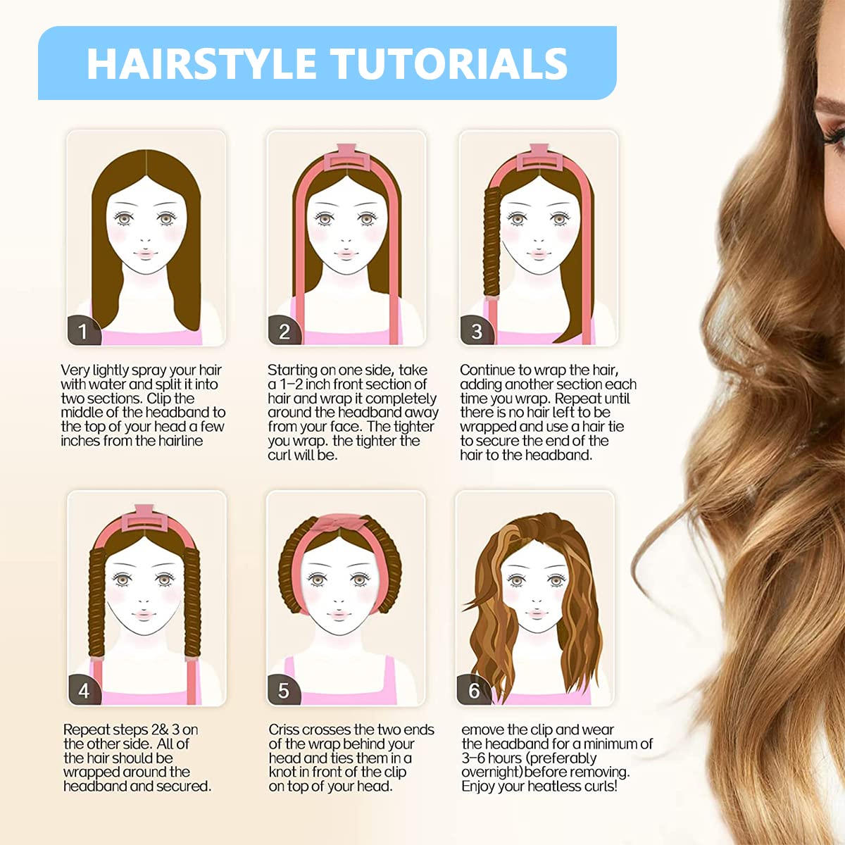 MAYCREATE Heatless Curls, Heatless Curling Headband, No Heat Curlers Headband Soft And Comfortable Sleep Silk Hair Curling Ribbon For Long Hair Rollers, Yellow MAYCREATE Heatless Curls, Heatless Curling Headband, No Heat Curlers Headband Soft And Comfortable Sleep Silk Hair Curling Ribbon For Long Hair Rollers, Yellow